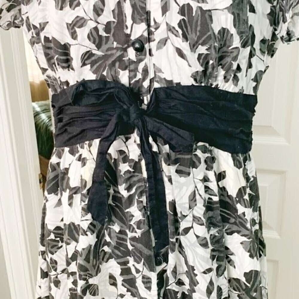 Sandra Darren Floral Tie Wide Waist Short Sleeve Casual Summer Party Dress - Picture 7 of 15
